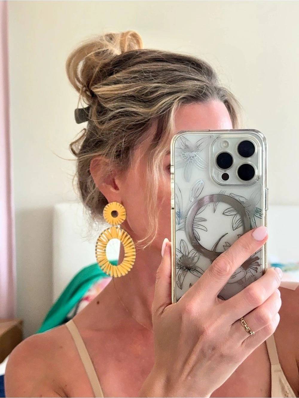 🔹 Woven Drop Earrings in Yellow Like New
